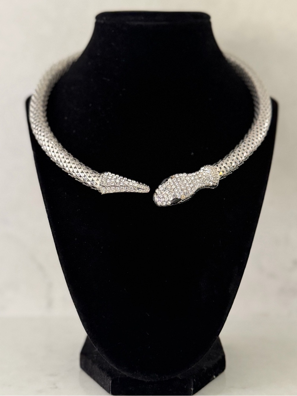 Vintage Silver Snake Collar Necklace